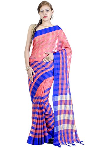 Chandrakala Peach Banarasi Cotton Blend Saree