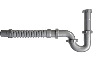 COFLEX Snappy Trap Universal P Trap Bathroom Sink Drain Kit, No Leaks, Flexible Design, Easy No Tool Installation, 9-13 Inches Flexible Hose Length & 16 Inches Product Length (DK-105 Silver)