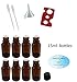 Amber Glass Bottles with Euro Orifice Reducer Tops, Essential Oil Bottle Opener, 15ml (8 pack)