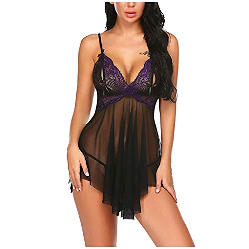 Momoxi-Babydoll-Lingerie-Sexy-Intimo-Donna-Biancheria-Intima-Confortevole-Stile-Anteriore-Aperto-Grande-Size-Pizzo-Lace-Lingerie-Pigiama-con-Cinghie-Regolabili