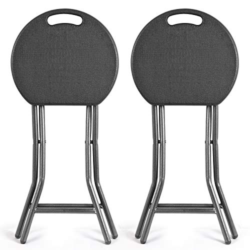 image for Rfiver Portable Folding Stools 18.1-Inch with Handle and 300 Pound Cap