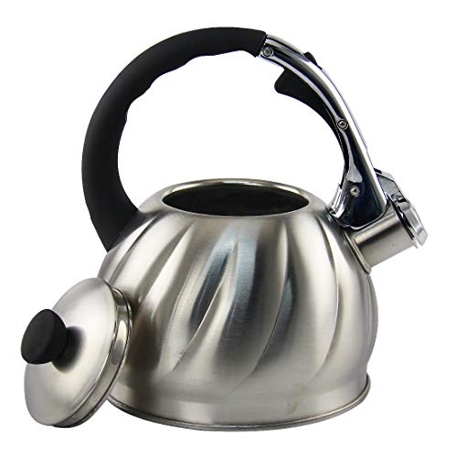 Riwendell Tea Kettle 3.2 Quart Whistling Stainless Steel Stove Top Teapot (GS-04571A-2.0L)