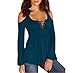 Mooncolour Womens Hollow Out Casual Loose Solid Blouse Tops, 0705-blue Green, US X-Large