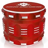 Kozo Best Herb Grinder [Upgraded Version]. Large 4 Piece, 2.5" Red Aluminium