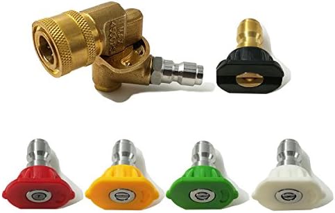 Challco 4000 Psi Pressure Washer Accessories Kit,Pivoting Coupler,5 Pressure Washer Spray Nozzle Tips,3 GPM(030), ¼ in Quick Connect