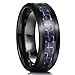 King Will GENTLEMENT Tungsten 8mm Black and Blue Carbon Fiber Inlay High Polish Men's Wedding Band Ring
