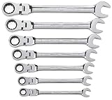XtremepowerUS 7-Piece Flex-Head Ratcheting Combination Wrench Set, Wrenches with 72-Tooth, SAE 3/8" To 3/4" Set