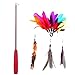 etrech 8 Piece Assorted Feather Toy, Retractable Wand Rod with Teaser Catcher, Perfect Teaser for Exercising Kitten or Cat, Red