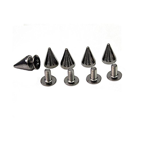 Haobase 50pcs Black Punk Spike Rivet Screw Bead DIY Metal Cone Studs Leather Craft Nailhead Spots Rock