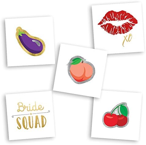 BRIDIN' DIRTY BACHELORETTE VARIETY SET includes 25 assorted premium waterproof metallic gold, silver & multi-colored bachelorette inspired jewelry temporary foil party tattoos - party supplies