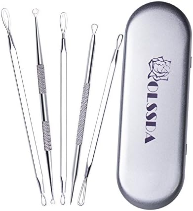 Olssda Blackhead Remover Kit, Acne Comedone Extractor Tool with Metal Case for Facial Nose Blemish, Pimple, Zits or Whitehead Removal Treatment