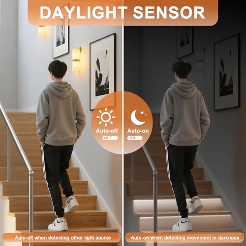 MALIIGAZA Smart Indoor Stair Lighting 16 Steps Cool White COB LED 6000K Cool White Progressive Lighting Modular System Secure Remote Control