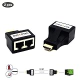 MOTONG 30M HDMI to Dual Port RJ45 Network Cable Extender Over by Cat 5e / 6 1080p up to Extender Repeater for PS3 HDTV HDPC STB