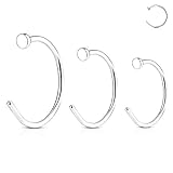 Nose Rings Hoop 18g or 20g Pack of 3 Surgical Steel (20 Gauge)