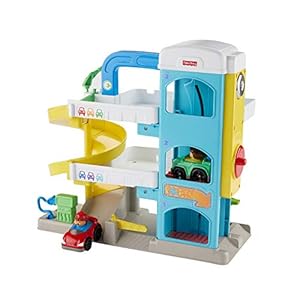 Fisher-Price Little People Toddler Playset with Spiral Race Track, Elevator and 2 Wheelies Toy Cars, Helpful Neighbor’s…
