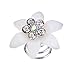 Set Kit of Gorgeous Weddings / Proms / Balls Hair Decorations With 12pcs Silver Colored Spirals / Twists / Twisted Pins / Clips / Curlies In White Acrylic Flowers Shapes Studded With Clear Rhinestones / Crystals / Gemstones By VAGA