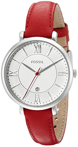 Fossil Women's ES3926 Stainless Steel Watch With Red Leather Band