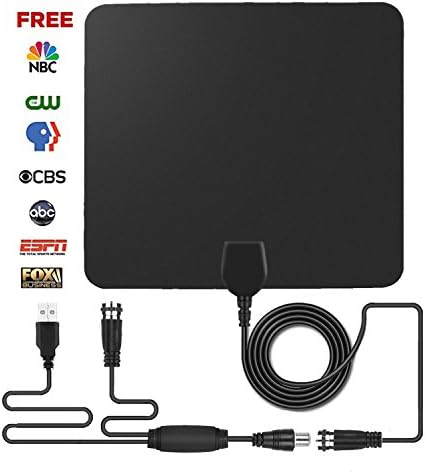 Indoor TV Antenna - 50 Mile Range Digital HDTV Antenna with Detachable Amplifier Signal Booster- Upgraded Version (Black)