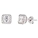 MIA SARINE Rhodium Plated Sterling Silver 1 1/2 Cttw Square Emerald Shaped Cubic Zirconia Stud Earrings for Women Bridal Jewelry