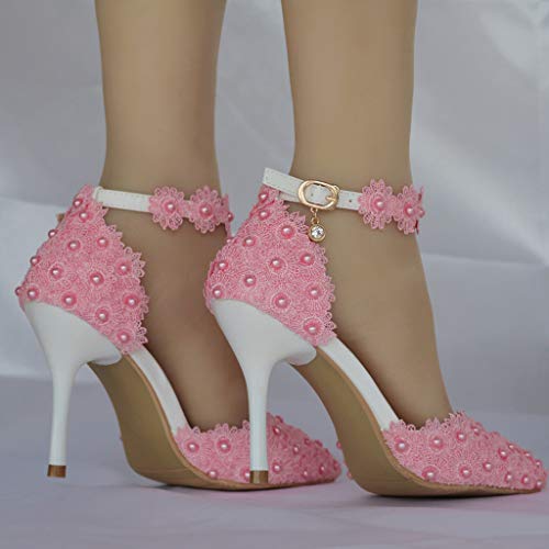 lkoezi Women Rhinestone High Heels, Lady Sexy Wedding Pointed Toe Thin Sandals Shoes Ankle Straps Sandals - Thumbnail 4