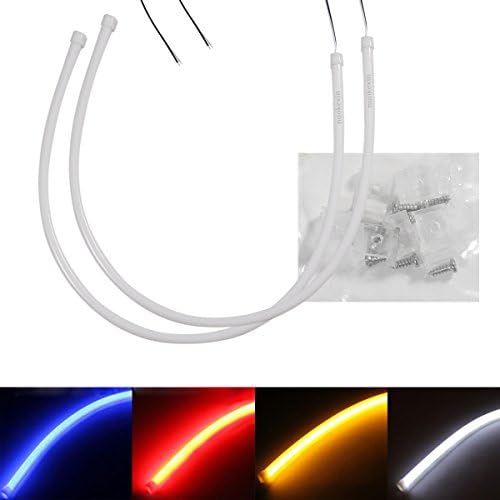 Nuokexin 2x 23inch Switchback Headlight LED Tube Strip Light DRL Daytime Running Light &amp; Turn Signal Lamp For Headlight 60CM (Blue)