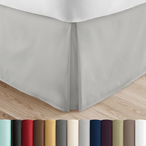 Linen Market Bed Skirt - Ultra Soft Microfiber - Easy Fit with 14 Inch Tailored Drop - Hotel Quality, Shrinkage & Fade Resistant - Bed Cover - King Bed Set - Bedroom Décor - (King, Light Gray)