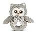 Bearington Baby Lil' Owlie Plush Stuffed Animal Gray Owl Soft Ring Rattle, 5.5" primary