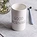 Kelake White Ceramic Tumbler for Bathroom Toothbrush, Water, Milk, Drinks - 280 ml Good Morning Cup for Couples - Christmas Birthday