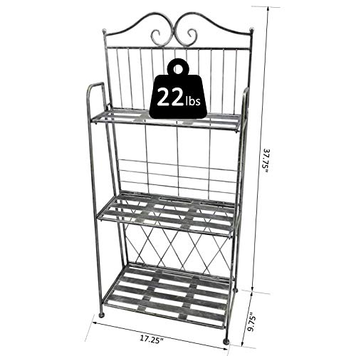 FDInspiration Antique Silver Gray 37.75" H Folding 3-Tier Metal Frame Standing Shelf Patio Pot Plant Indoor Outdoor Rack Display Organizer with Ebook - Thumbnail 2