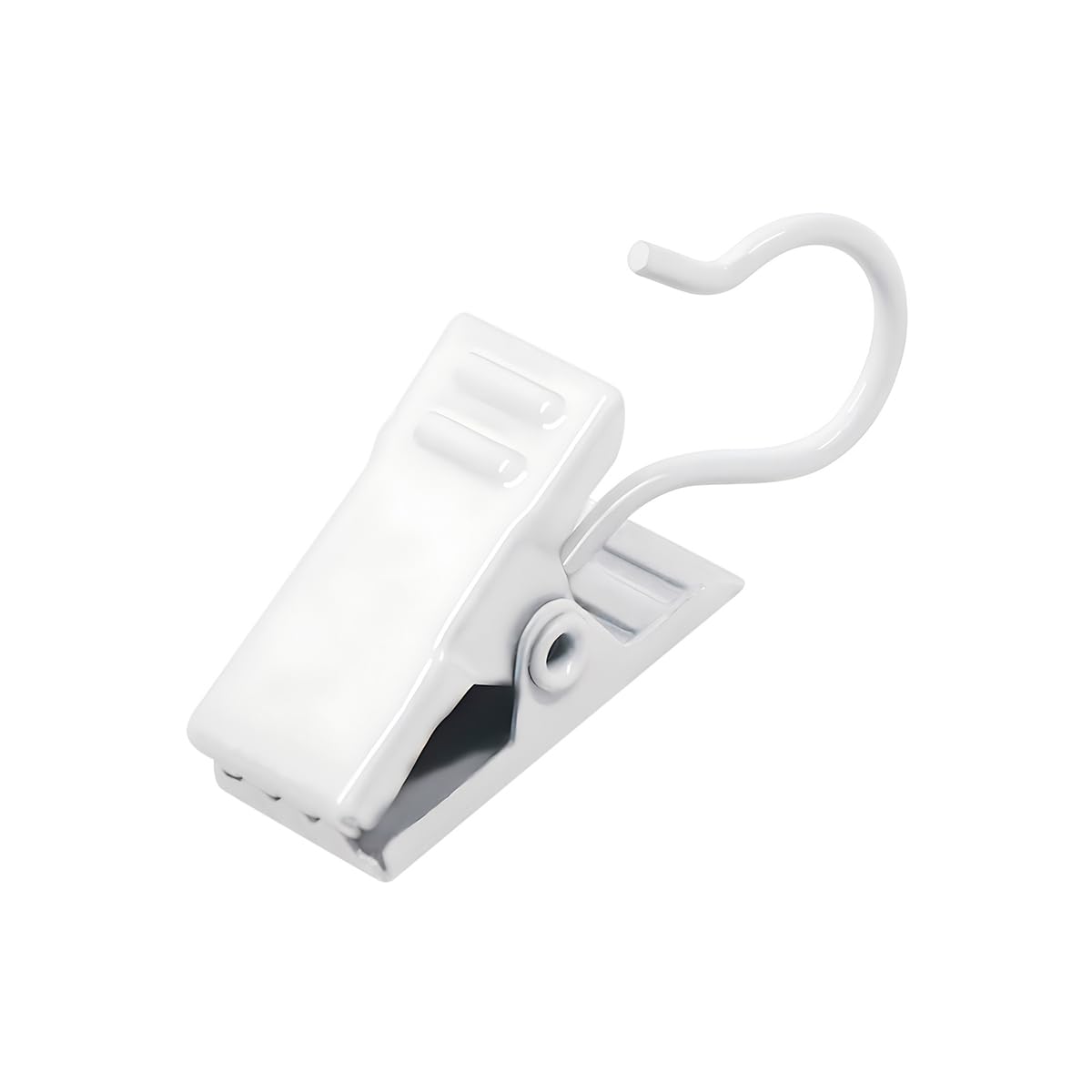Coideal White Curtain Clips Hooks - 100 Pcs Small Stainless Steel Metal Hanger Hooks Clips for Hanging Photos, Art Craft Display and Outdoor String Lights (White)