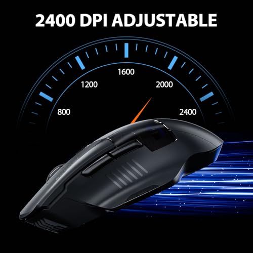 INPHIC A9 Explorer Bluetooth Mouse, Dual-Mode Bluetooth 5.0/2.4G wireless Mouse rechargeable, 2400 DPI, RGB breathing light, visible battery indicator, cordless mouse for Laptop/PC/Computer