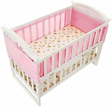 Breathable Mesh Crib Bumper Collision-Proof Nursery Bedding Mesh Liner Detachable Sandwich Crib Liner for Baby Infant