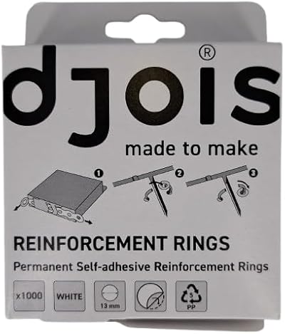 Djois Extra Strong Self Adhesive Vinyl Reinforcement Rings 14mm White (1000)