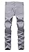 Men's Ripped Distressed Destroyed Skinny Fit Zipper Jeans Pants with Holes 603