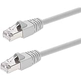 Monoprice Cat6A 20ft White Patch Cable Double Shielded (S/FTP) 26AWG 10G Pure Bare Copper Snagless RJ45 Fullboot Series Ethernet Cable