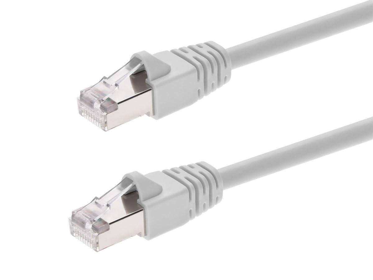 Photo 1 of Monoprice Cat6A 25ft White Patch Cable Double Shielded (S/FTP) 26AWG 10G Pure Bare Copper Snagless RJ45 Fullboot Series Ethernet Cable