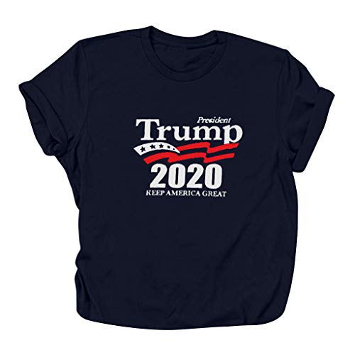 Unisex ???????????????????? Letter Print Shirts for 2020 O-Neck Short Sleeves Top Navy