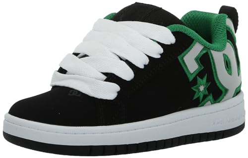 DC Unisex-Chiild Court Graffik Casual Skate Shoe Black/Kelly Green 10.5