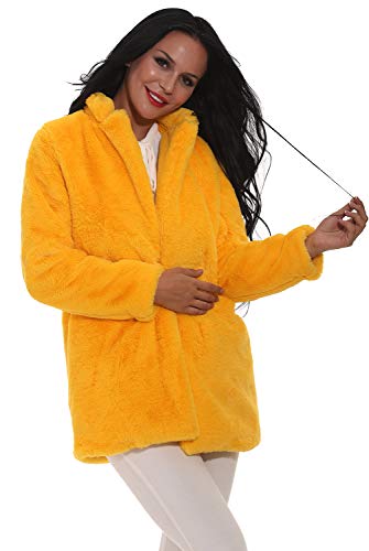 Women Faux Fur Coat Jackets Outerwear Long Sleeve with Pockets Winter Soft Thick