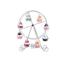 HIPOLOTUS Ferris Wheel Cupcake Dessert Stand Carrier Holder - Steel Wire Frame - Cupcake Ferris Wheel Cupcake Stand - Holds 8 Cupcakes - 17 Inches-