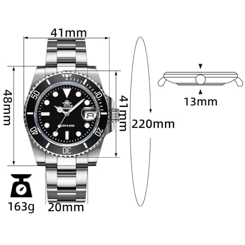 ADDIESDIVE Quartz Dive Watch for Men Diver 200M Steel Strap Luminous Multicolors Dial Black Blue Green Grey Red