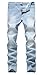 Men's Light Blue Skinny Jeans Stretch Washed Slim Fit Straight Pencil Pants,Light Blue,W40,Light Blue