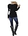 Women's Long Sleeve Casual T Shirts Color Block Elbow Patches Tops Blouse Tunic Black