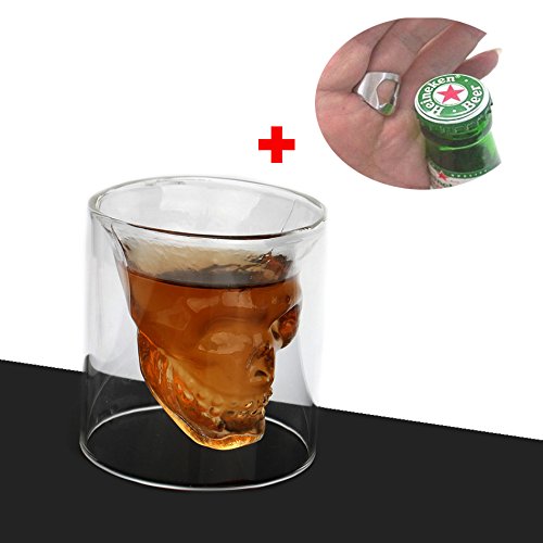 DOOMED Crystal Glassware Skull Pirate Shot Glass Cup Skull Cup Drinkware Skull Coffee Cup Cocktail Cup Wine Cup Beer Cup + Bonus 1 Awesome Gift Ring Opener