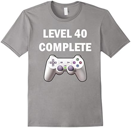 Men's Level 40 Complete Funny Video Games 40th Birthday T-Shirt Medium Slate