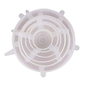 Kurphy 6-delige herbruikbare voedsel siliconen deksels stretch conservering deksel stretch deksel kom deksel vacuüm…