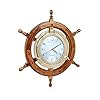 Nagina International Brass Nautical Full Porthole Tim'es Clock Ship Wheel | Pirate's Maritime Vintage 41MmJCG SoL. SS100