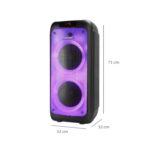 Select Sound Daewoo Bocina Bluetooth Partybox Portatil con Subwoofer, Bocina Portatil Bluethooth Recargable Tipo Bocinas para Fiesta Karaoke Interior Exterior