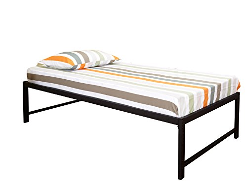 Pilaster Designs - 39'' / Twin Size Black Metal High Riser Bed Frame With Pop Up Trundle