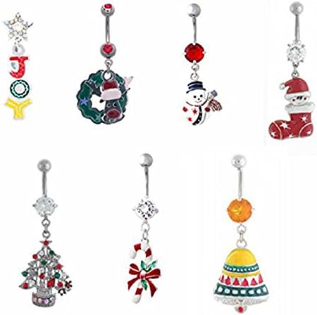 Belly Button Ring 316L Surgical Steel Christmas Joy Holiday Navel Ring